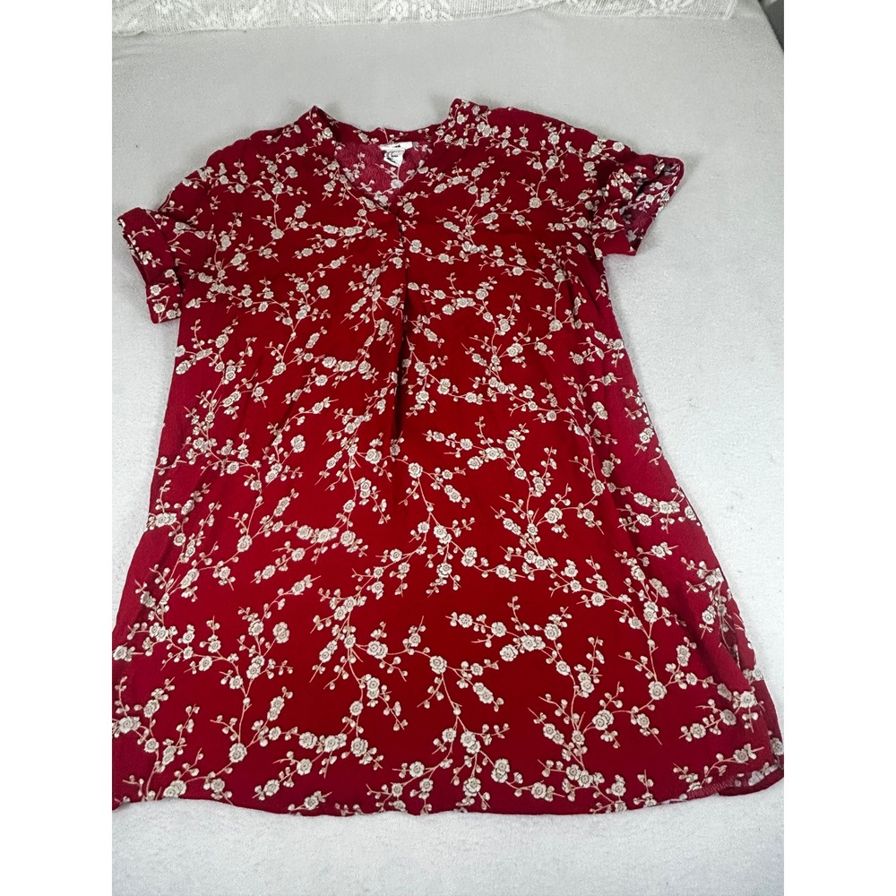 GP & J Baker x H&M Red Floral Short Sleeve Mini Shift Dress Womens Size 2